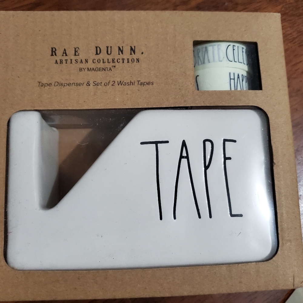 Rae Dunn TAPE dispenser with holiday washie tape